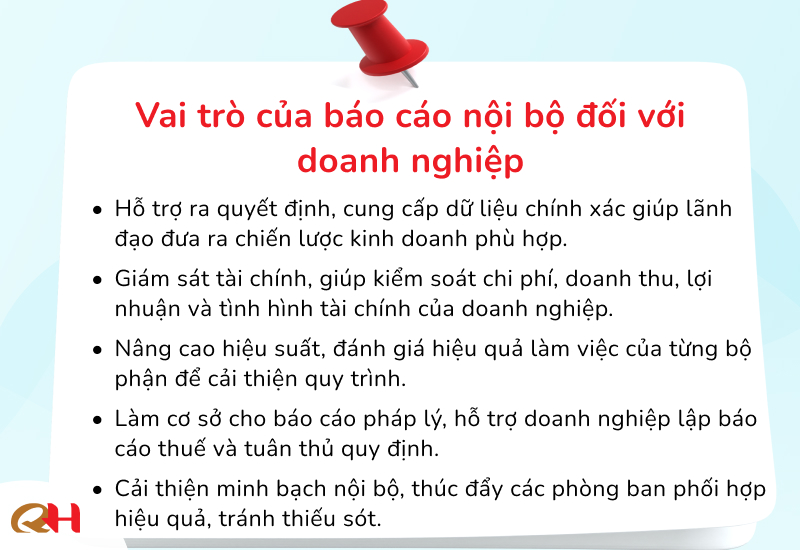 Vai trò của mẫu báo cáo kế toán nội bộ